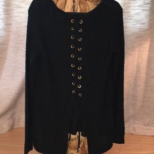 Black knit tie back sweater